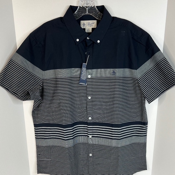 Original Penguin Men's Size L Short Sleeve Button Down Shirt NWT! - Picture 1 of 7